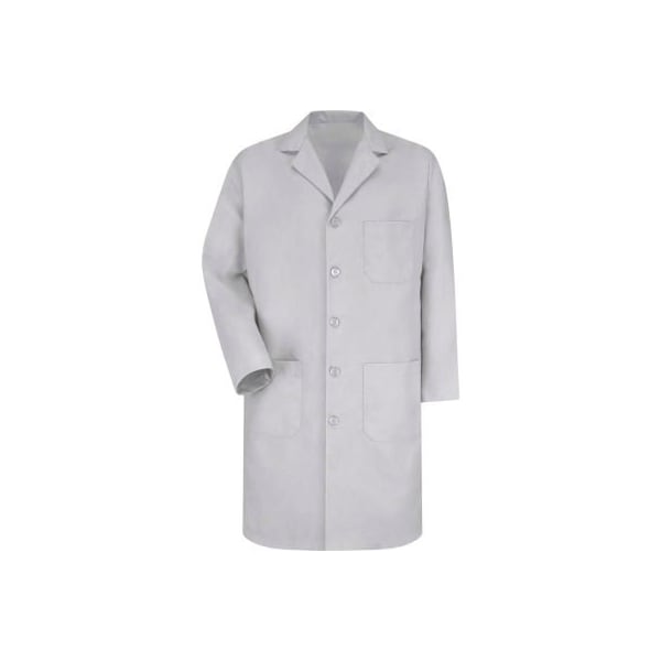 Red Kap Men's Lab Coat, Light Gray, Poly/Combed Cotton, 46"